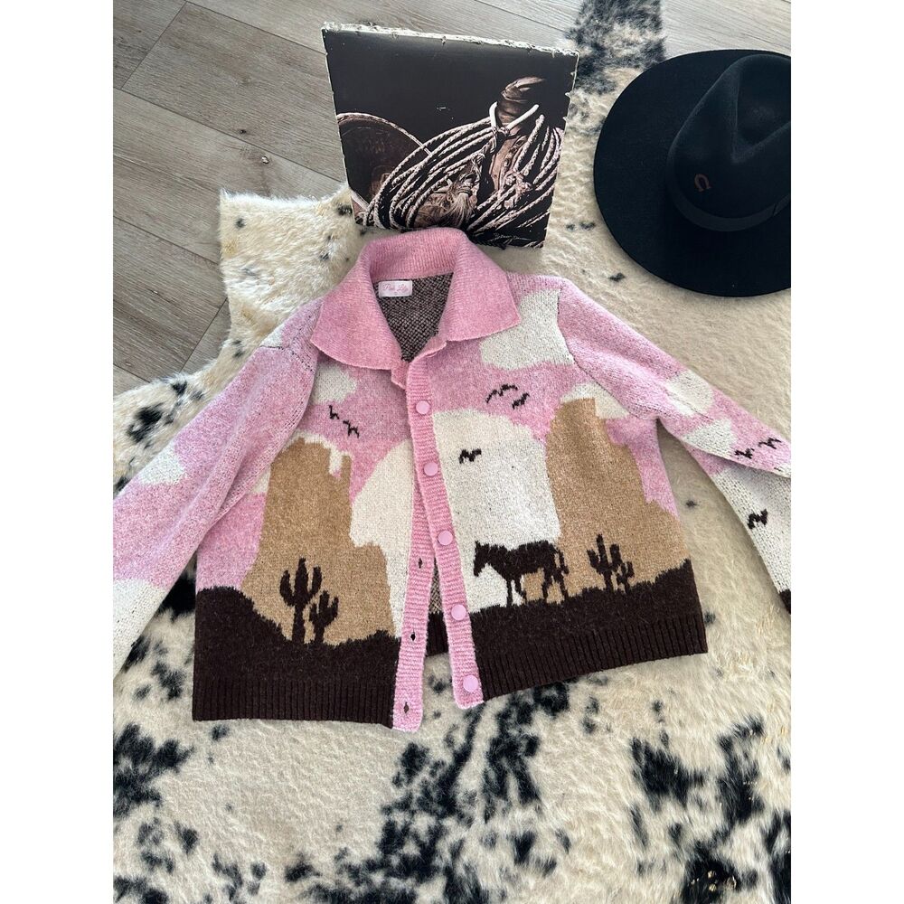 Western Button Down Sweater Size Small